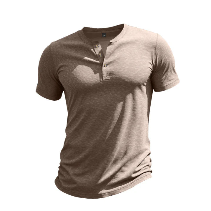 Herren Sommer Slim Fit Henley T-shirt
