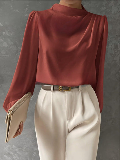 Damen Sommer Drapiert Langarm Bluse