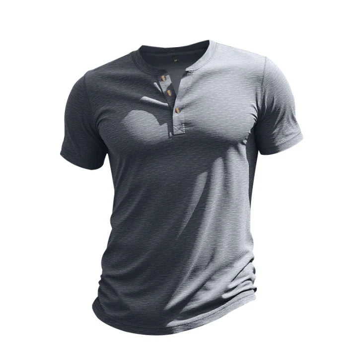 Herren Sommer Slim Fit Henley T-shirt