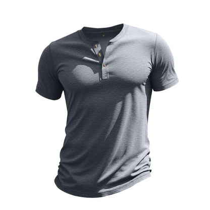 Herren Sommer Slim Fit Henley T-shirt