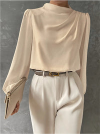 Damen Sommer Drapiert Langarm Bluse