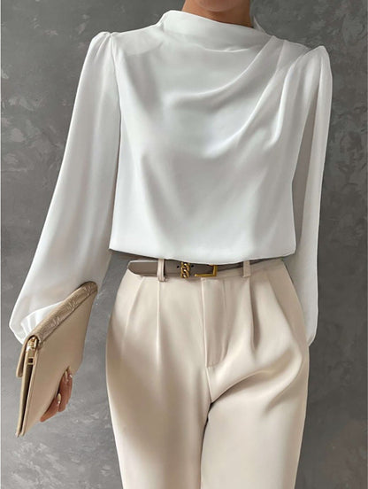 Damen Sommer Drapiert Langarm Bluse