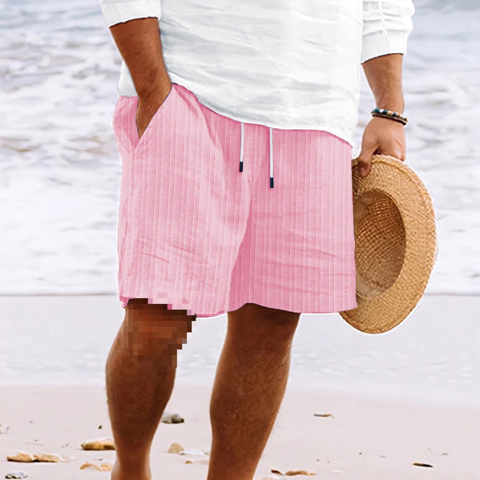Herren Kordelzug Seitentaschen Sommer Kurze Hose
