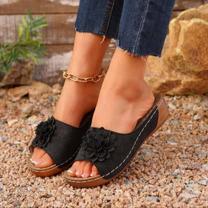 Damen Elegant Blumig Pantolette Sandalen