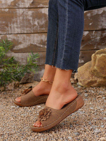Damen Elegant Blumig Pantolette Sandalen