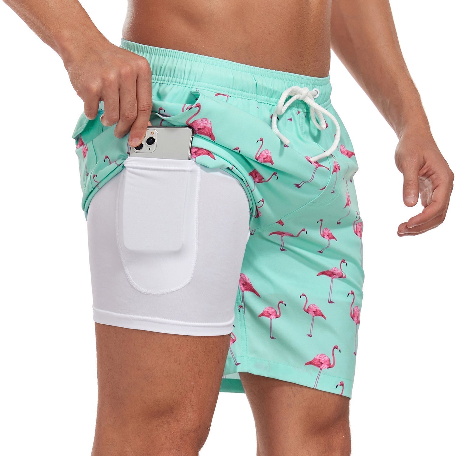 Herren Sportlicher Slim Fit Badehose mit Innenfutter