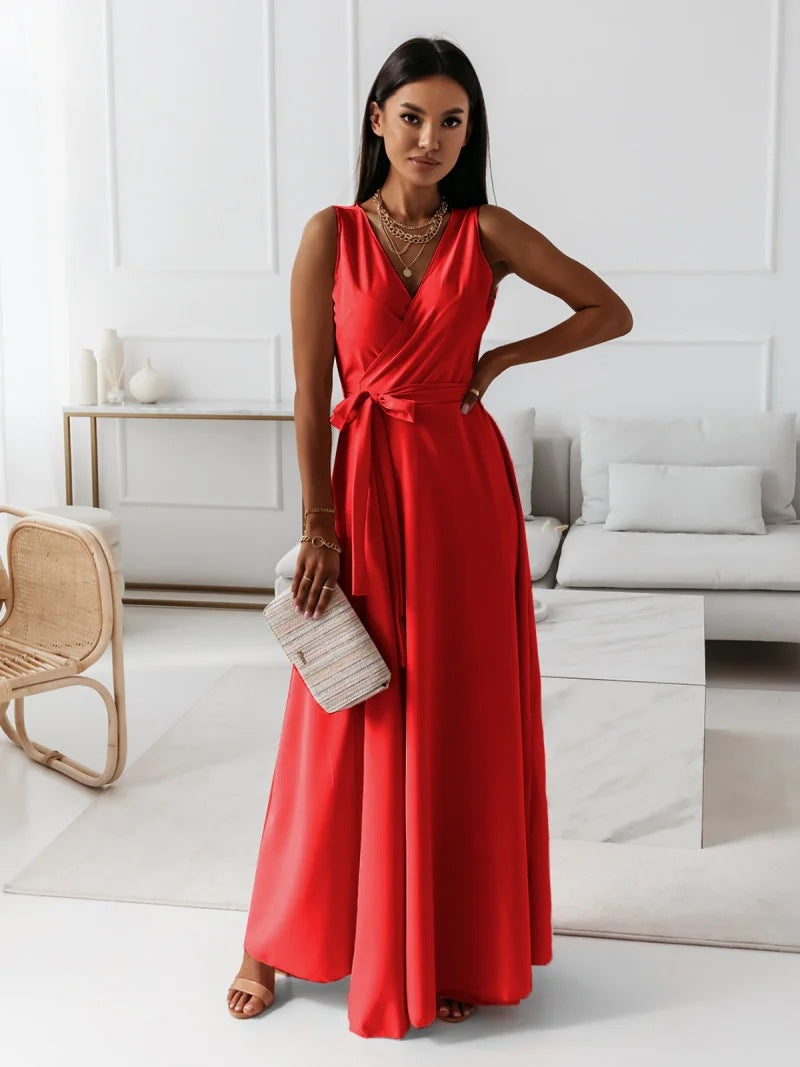 Damen Sommer Wickel Hochzeitsgast Maxikleid