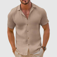 Simon | Herren Casual Kurzarm Leinenhemd