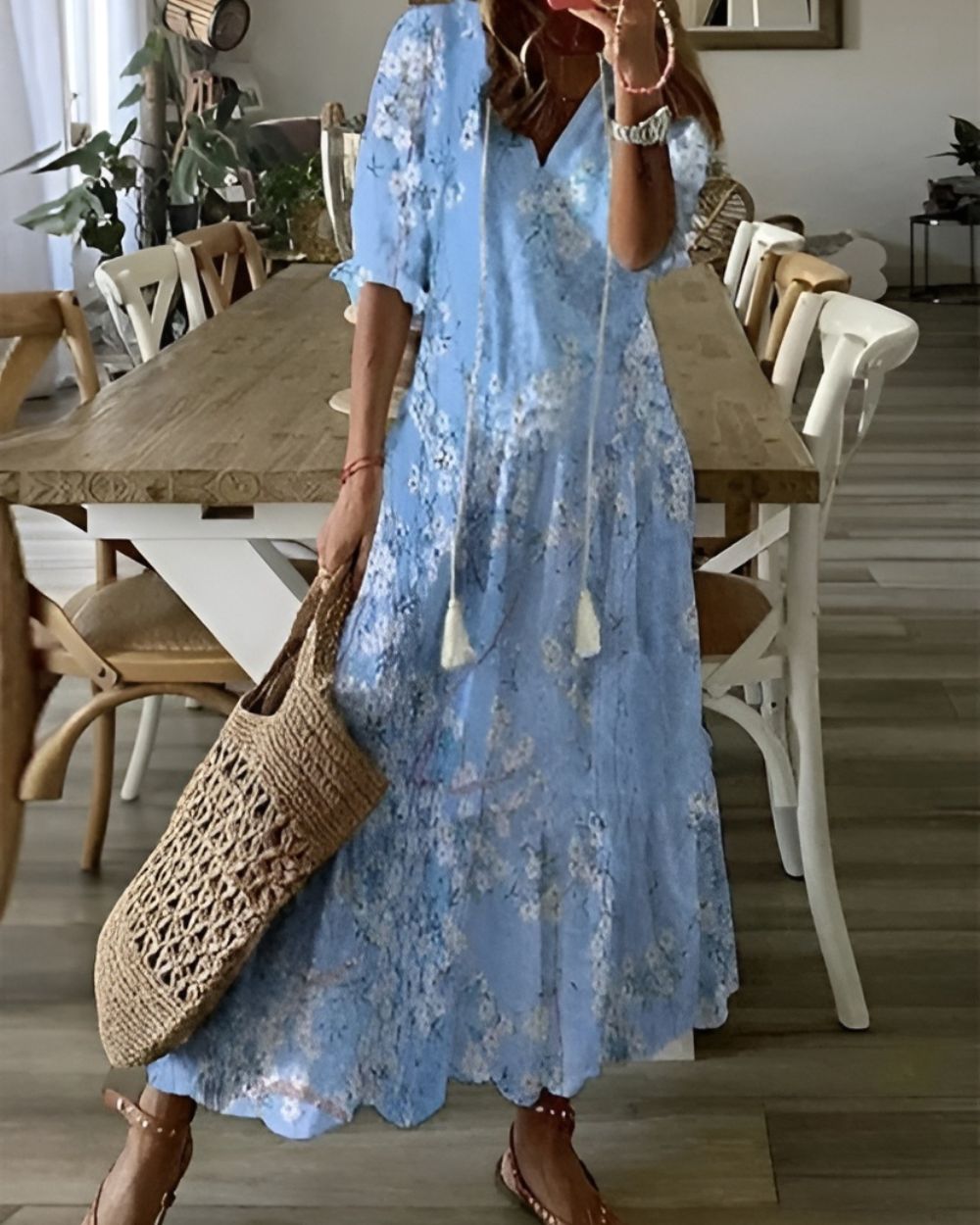 Damen Boho Bedruckt Sommerkleid