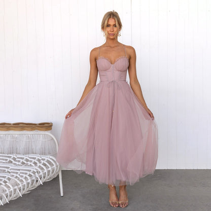 Fabia | Damen Elegantes A-Linien Kleid Mit Spaghettiträgern