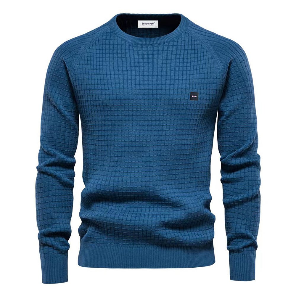 Herren Rundhals Strukturierter Strickpullover