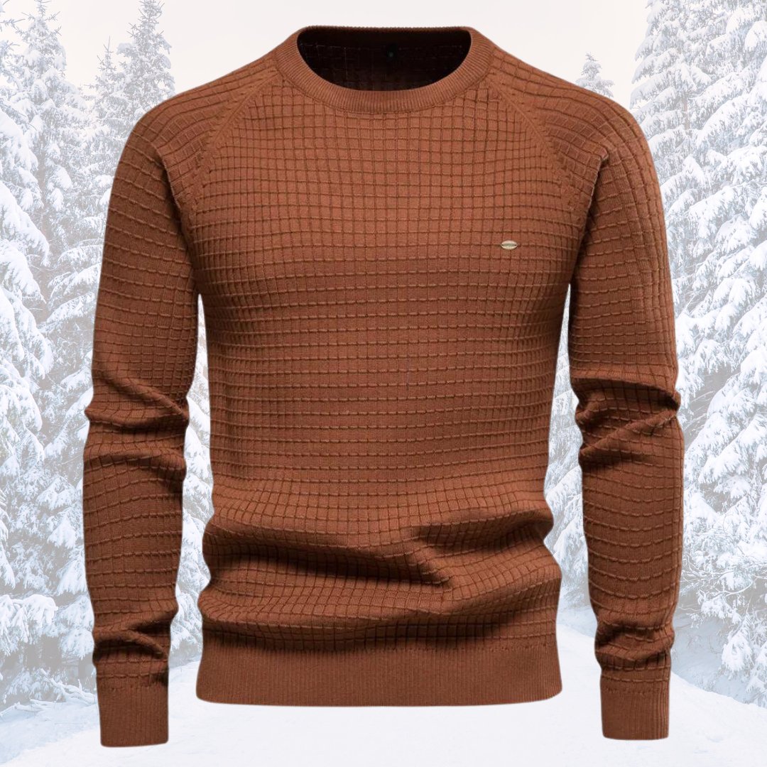Herren Rundhals Strukturierter Strickpullover