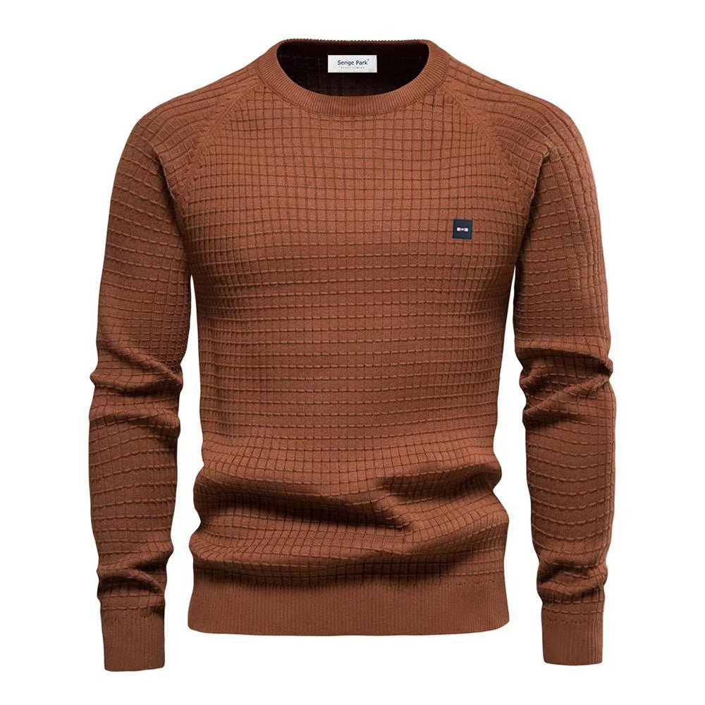 Herren Rundhals Strukturierter Strickpullover