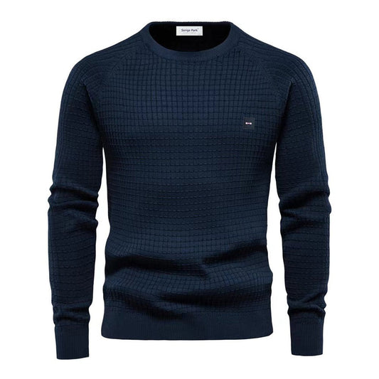 Herren Rundhals Strukturierter Strickpullover