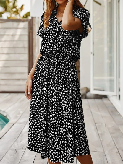Anna | Damen Lässiges Bedrucktes Hemdkleid