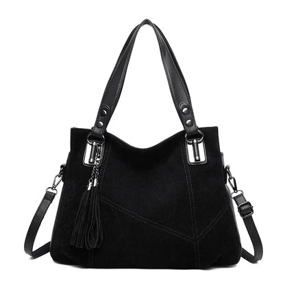 Damen Klassische Gefranste Schultertasche mit Quasten
