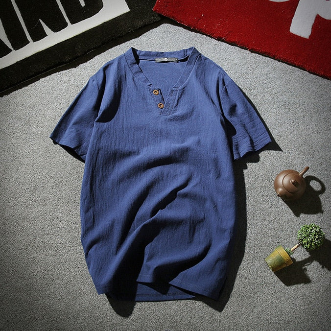 Herren Henley T-Shirt mit Knöpfen – Lässiger Sommerstil