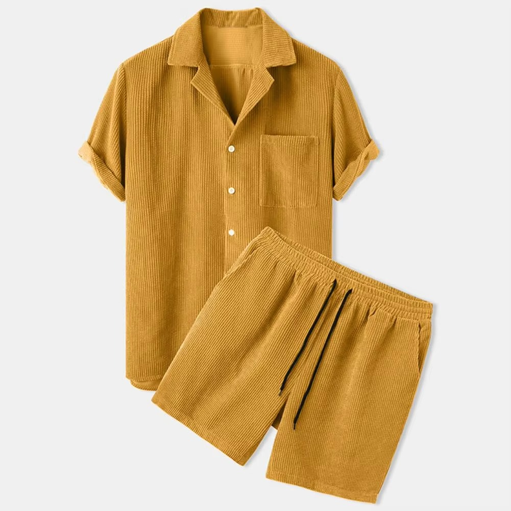 Herren Sommer Zweiteiler Hemd und Shorts Set