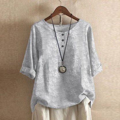 Damen Vintage Bedruckt Kurzarm Bluse