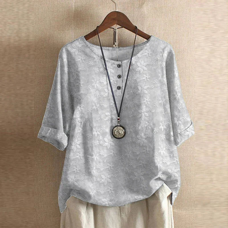Damen Vintage Bedruckt Kurzarm Bluse