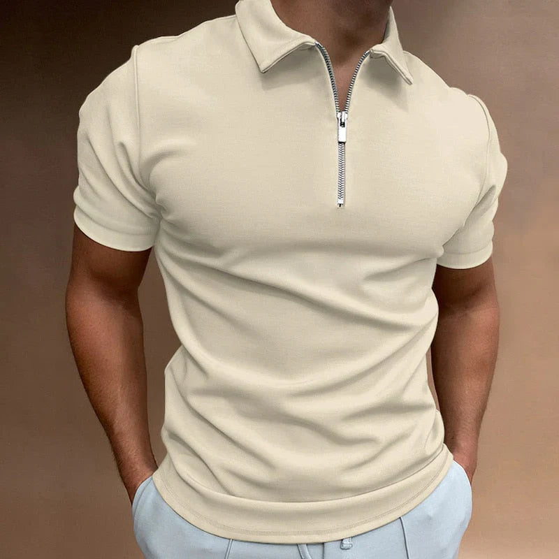 Herren Lässig Slim Fit Poloshirt mit Reißverschluss