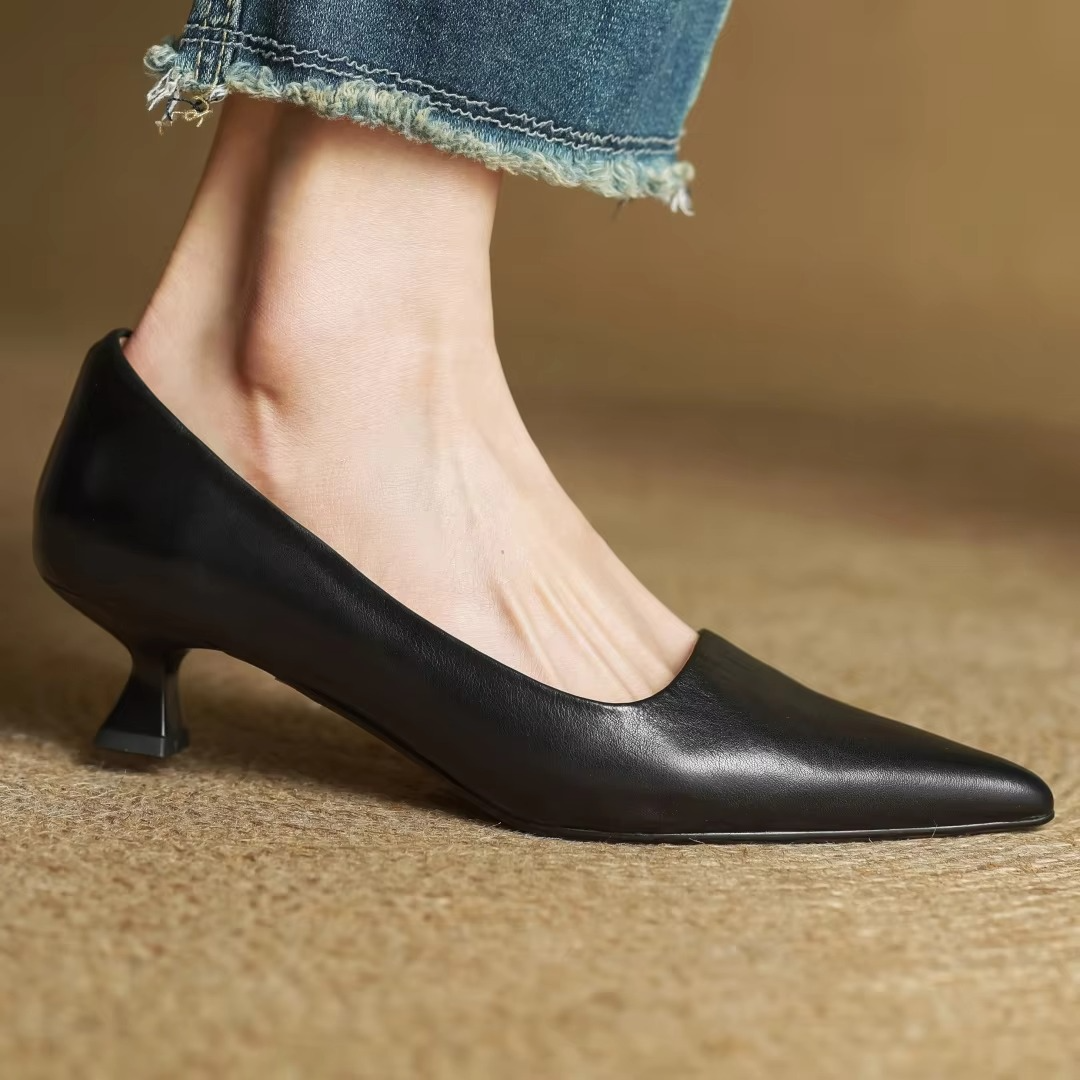 Damen Sommer Spitze Slip-On Kitten Heels