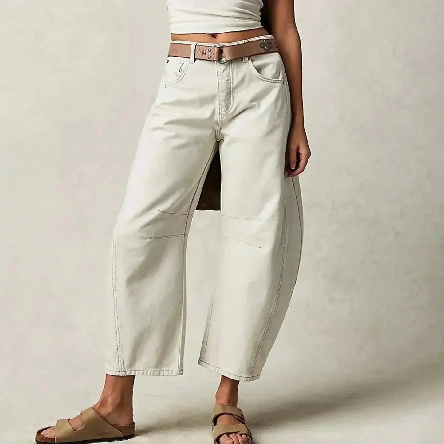 Damen High-Waist Cropped Jeans Hose