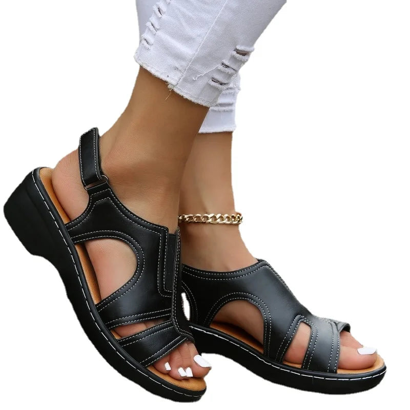 Damen Klettverschluss Mehrriemen Sandalen