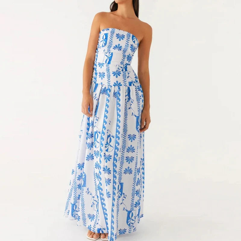 Damen Lässig Karomuster Sommer Maxikleid