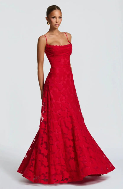 Sandra | Damen Elegantes Besticktes Maxi Abendkleid