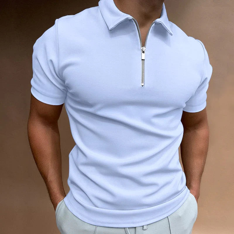 Herren Lässig Slim Fit Poloshirt mit Reißverschluss