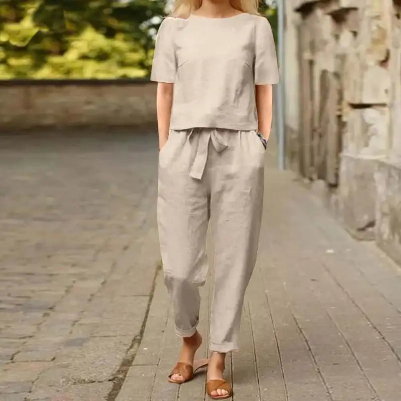 Damen Sommer Kurzarm Zweiteiliges Set