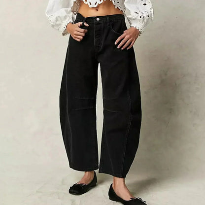 Damen High-Waist Cropped Jeans Hose