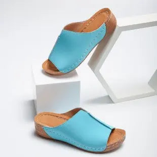 Damen Slip On Keilsohle Mule Sandalen