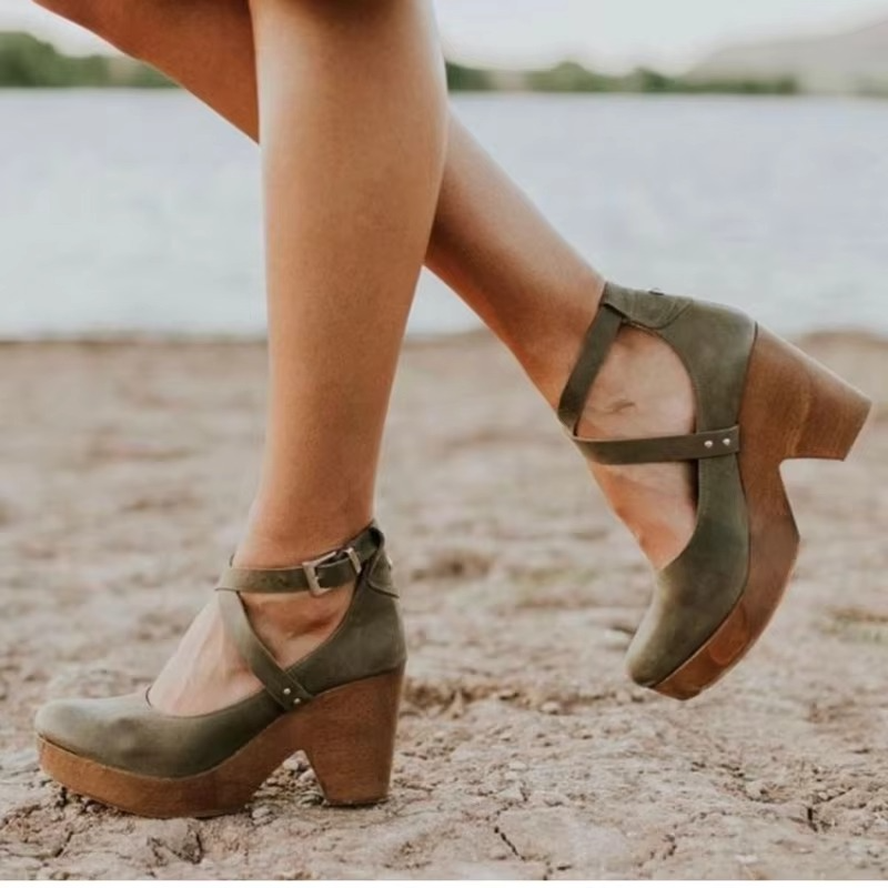 Damen Lässig Blockabsatz Plateau Mary Jane Pumps