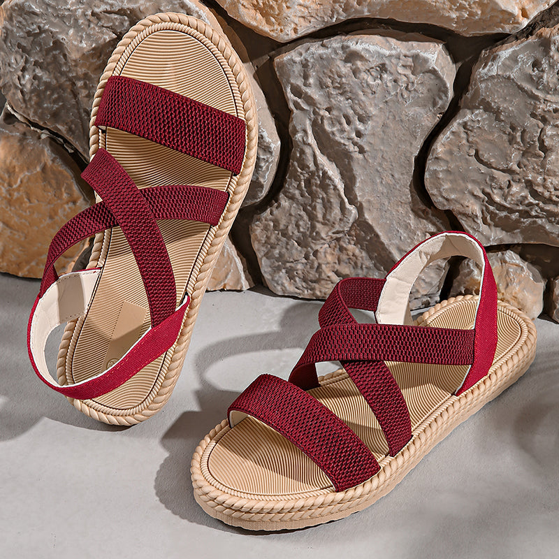 Damen Kreuzriemen Elastisch Strand Sandalen