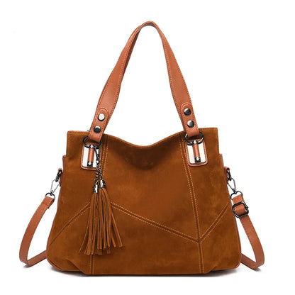 Damen Klassische Gefranste Schultertasche mit Quasten