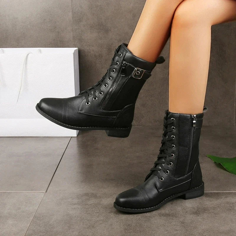 Katharina | Damen Schnürverschluss Leder Stiefel