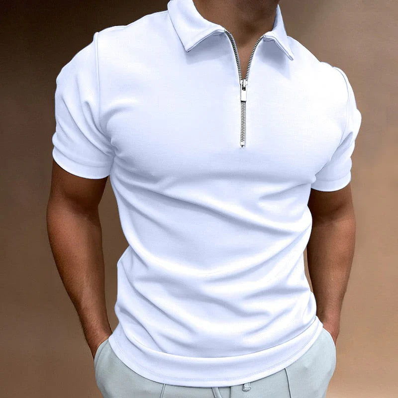 Herren Lässig Slim Fit Poloshirt mit Reißverschluss