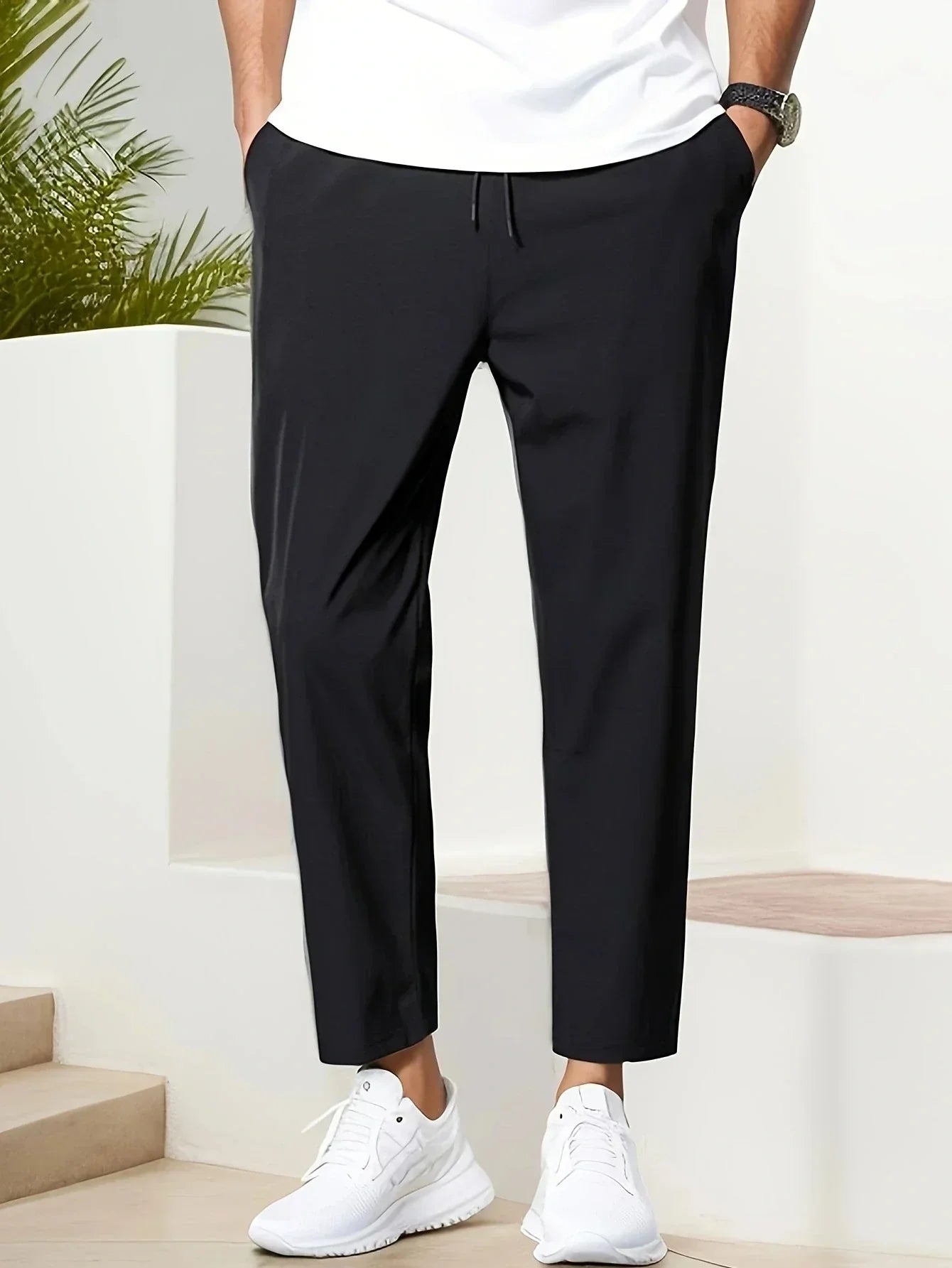 Herren Cropped Sommer Jogger Hose
