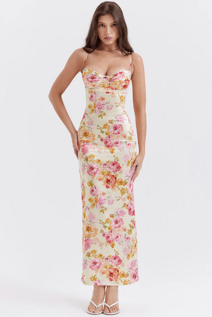 Emma | Damen Geblümtes Hochzeitsgast Maxi Kleid