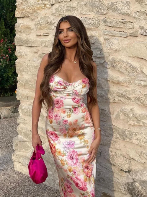 Emma | Damen Geblümtes Hochzeitsgast Maxi Kleid