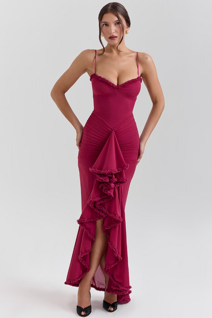 Fabienne | Damen Elegante Gerüschte Hochzeitsgastkleid