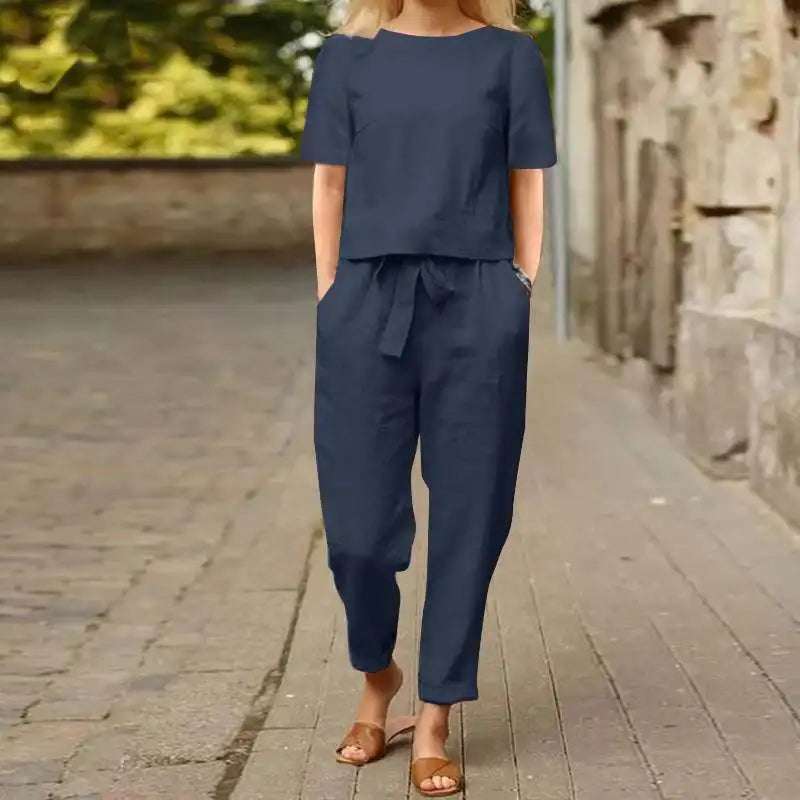 Damen Sommer Kurzarm Zweiteiliges Set