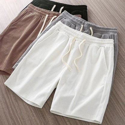 Herren Sommer Kordelzug Strukturiert Shorts