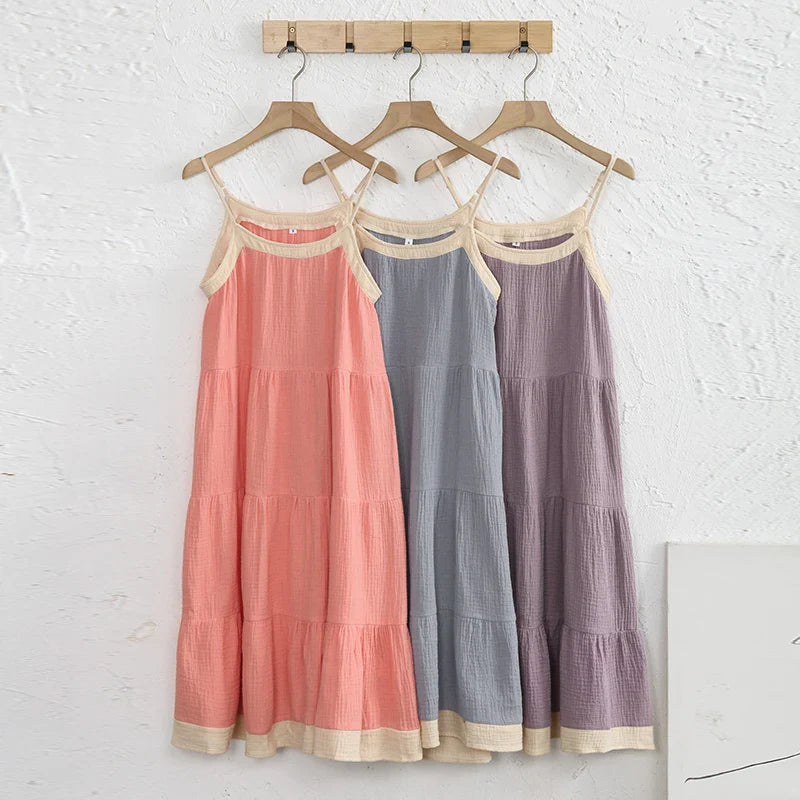Damen Spaghettiträger Mehrstufig Sommerkleid