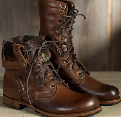 Sina | Damen Casual Runde Zehenpartie Schnürstiefel