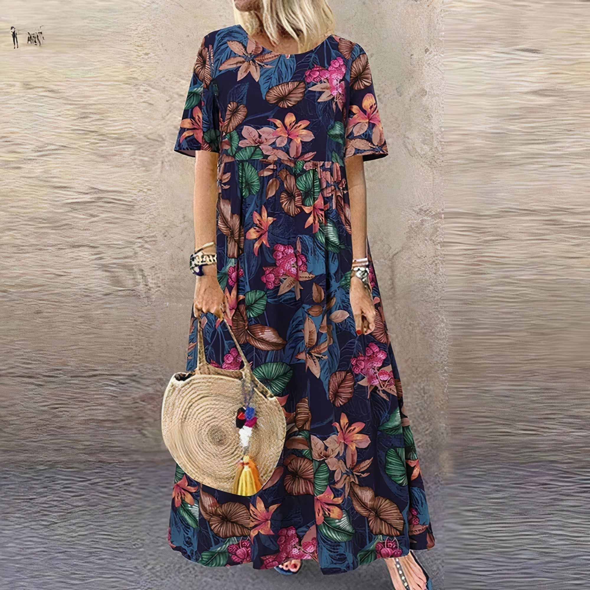 Damen Geblümtes Spitzen Maxi Sommerkleid