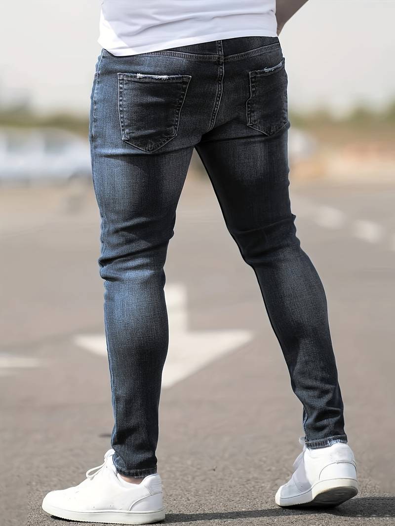 Herren Skinny Jeans | Ripped Stretch Denim mit Schlanker Passform