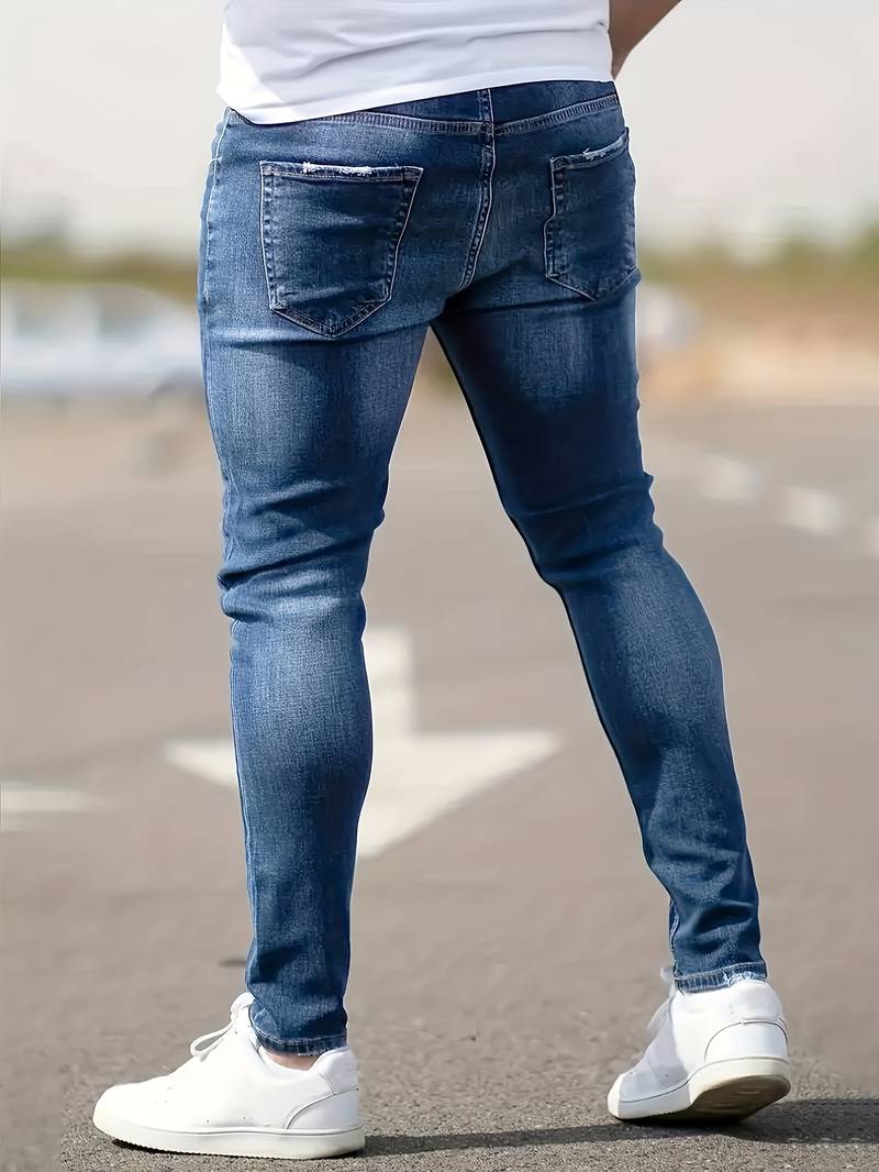 Herren Skinny Jeans | Ripped Stretch Denim mit Schlanker Passform